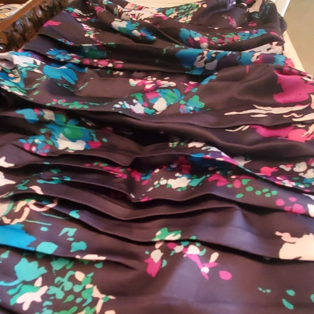 Express Ruched Satin Floral Mini Cocktail Dress Size 2 Sleeveless Bodycon - Picture 5 of 7